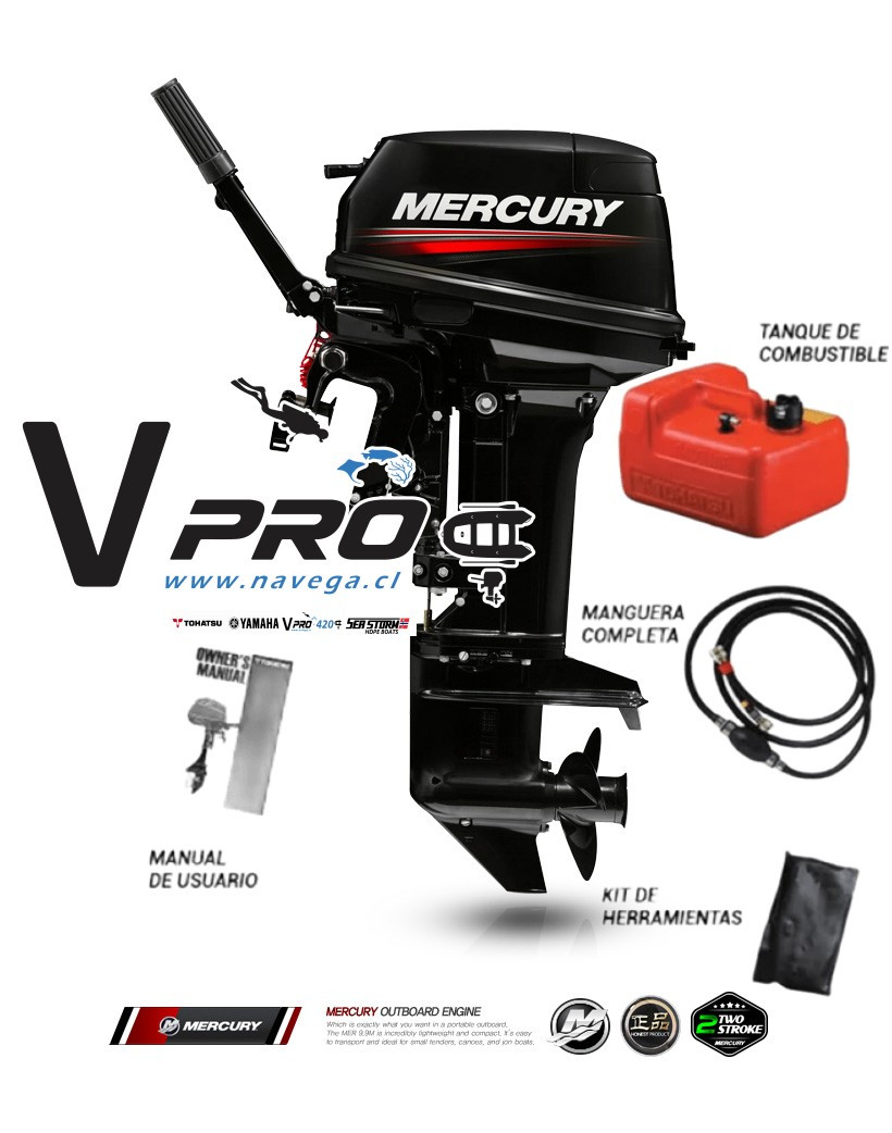 MOTOR FUERA DE BORDA MERCURY 15HP dos tiempos pata corta  MH15-2T